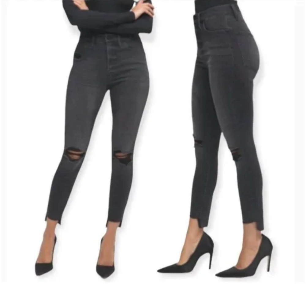 Good American Black Skinny Distressed Jeans